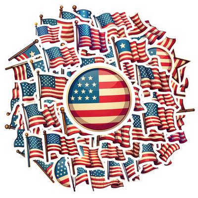 35pcs-100pcs Patriotic American Flag Stickers Emblem Sticker Pack Stationery Stickers For Laptop Luggage DIY DIY