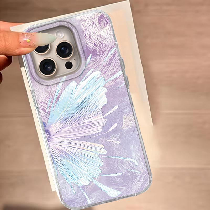 Case For IPhone 16 15 13 Plus Pro Max 7 14 Pro 5G Phone Cover Purple Butterfly Gradient Pattern For IPhone 16e Protective Bags