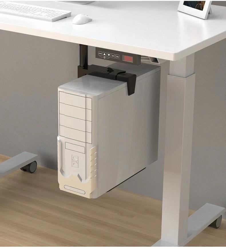 Adjustable Under-Desk Hanging PC Case Bracket - Iron Support Tray for Desktop Computers