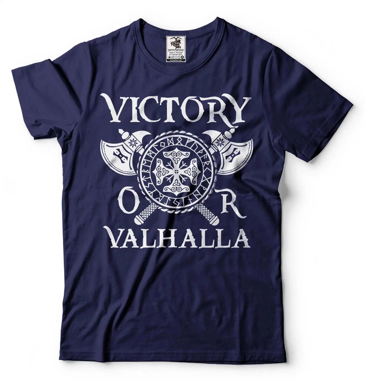 Victory Or Valhalla Shirt Viking Gift Valhalla Warrior Shirt Norse Mythology Tee XL