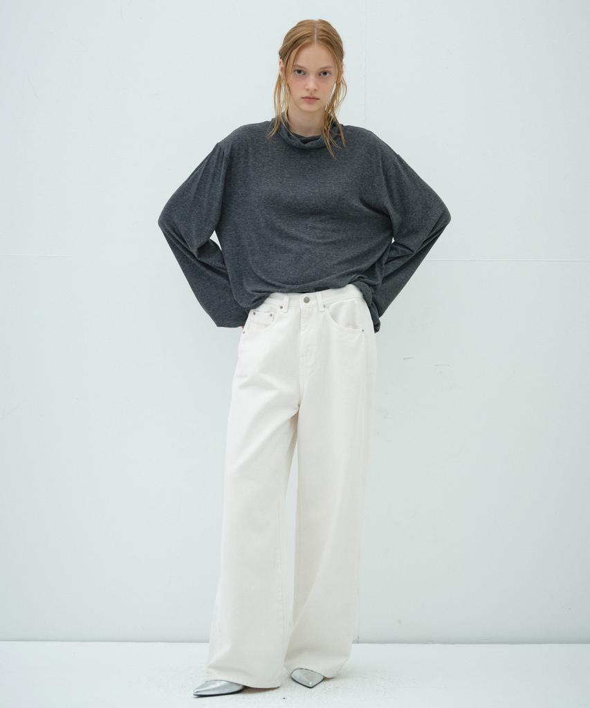 Obeodyupeulleeo Cotton Wide Denim Pants_White