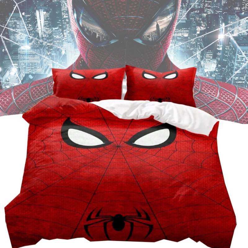Spiderman Printed Bed Set With Reactive Dyeing And Brushed Fabric For Bedroom Decor