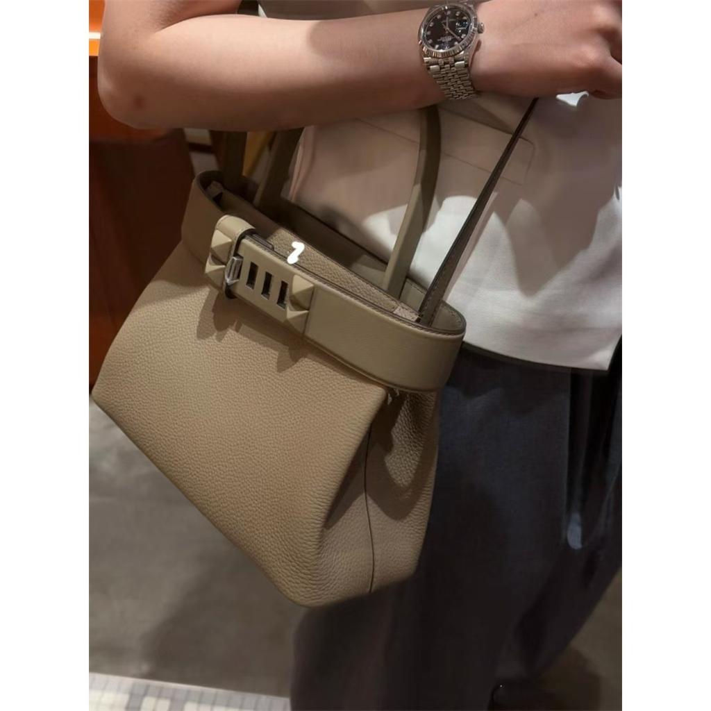 Damenhandtasche Togo Rindsleder erste Schicht Schloss Öffnen und Schließen Handtasche Tragetasche Schulter Crossbody Tragbare Damenhandtasche