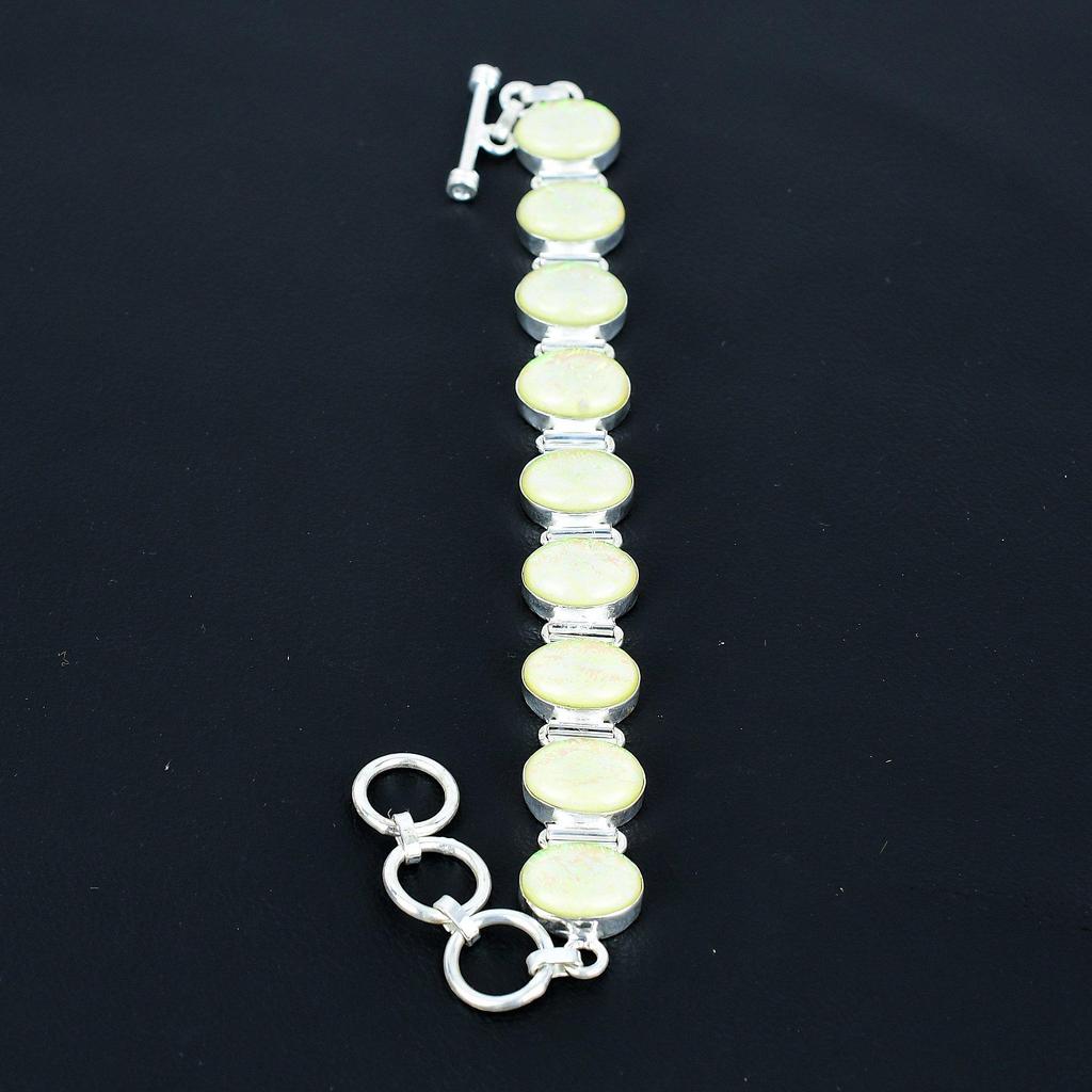 Gelber Feueropal Armband 925 Sterlingsilber Armband Verstellbare Kettenarmband Handgefertigt Boho Armband Gelber Feueropal Edelstein Schmuck Geschenke