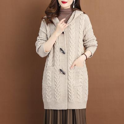Cardigan Invernale Autunnale con Cappuccio Maglione Giacca Donna Larga Maglia Lavorata a Maglia Cappotto Esterno Casual Donna