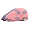 Cotton Lattice Sun Hat Dopamine Style Flat Peaked Cap Elegant Plaid Beret Hat  Travel