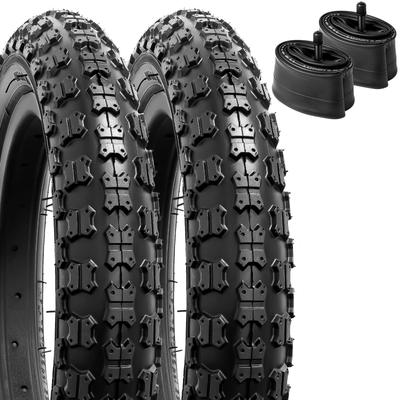 YunSCM Set of 2, 12 1/2x2 1/4" Bicycle Tires and 12/12.5x1.75/2.25" Bicycle Tubes with 32mm Schrader Valves, Y-1306 (Black)
