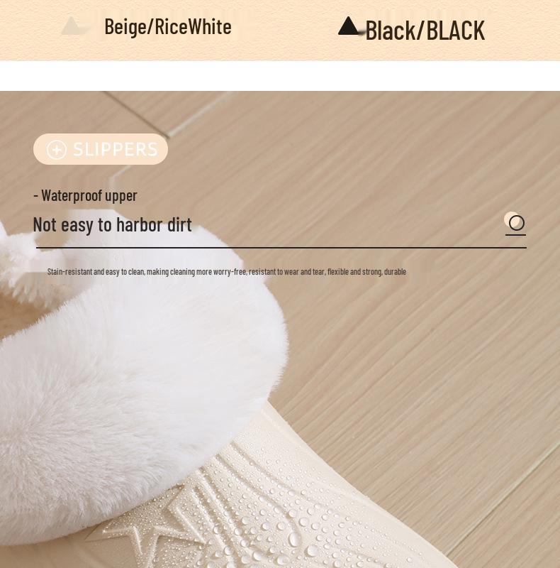 Women's EVA Waterproof Thick-Soled Plush Cotton Slippers, Non-Slip High-Heel, Warm Indoor Shoes for Autumn & Winter