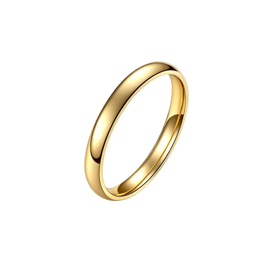 Japanese Korean 3mm Round Arc Stainless Steel Couple Ring - European American Style Titanium Jewelry