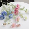 Three Dimensional Silk Flower Heads Artificial Scabious Flowers with Bendable Long Stems, Realistic Faux Versatile Decorative for Home Table