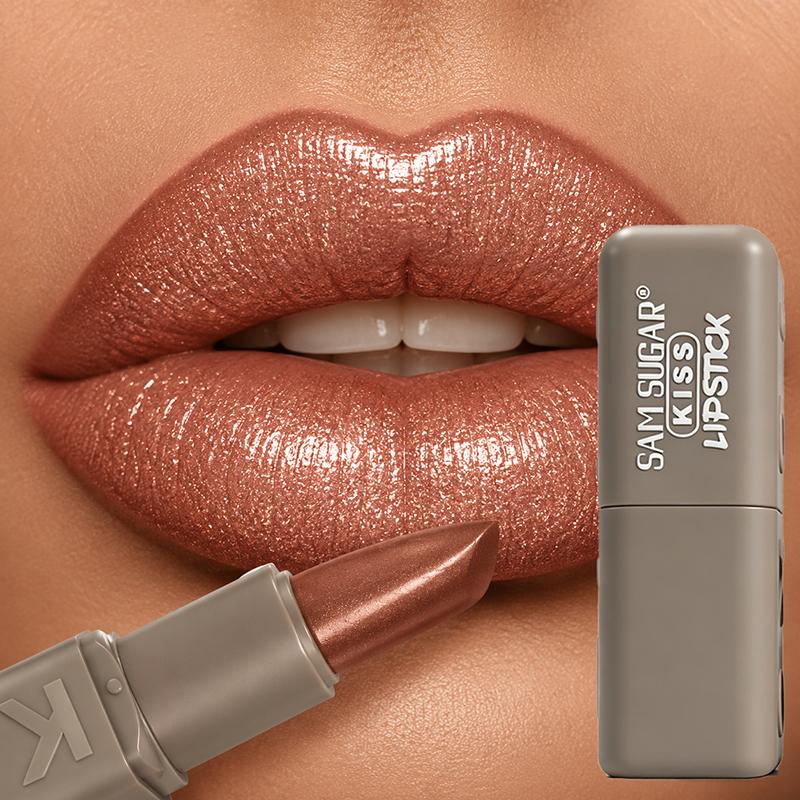 Kiss Lipstick Metallic Shine Glitter Lipstick Moisturizing Smooth Velvet High Pigment Non Grainy Comfortable Lip Makeup for Women