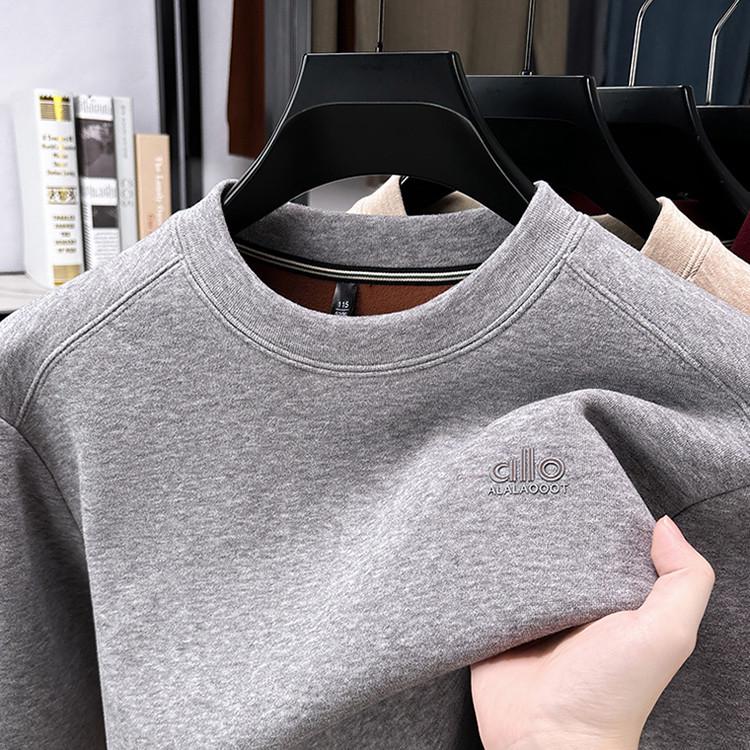 Men s Trendy Casual Velvet Lined Pullover Hoodie - Autumn/Winter Long Sleeve Versatile Base Layer M