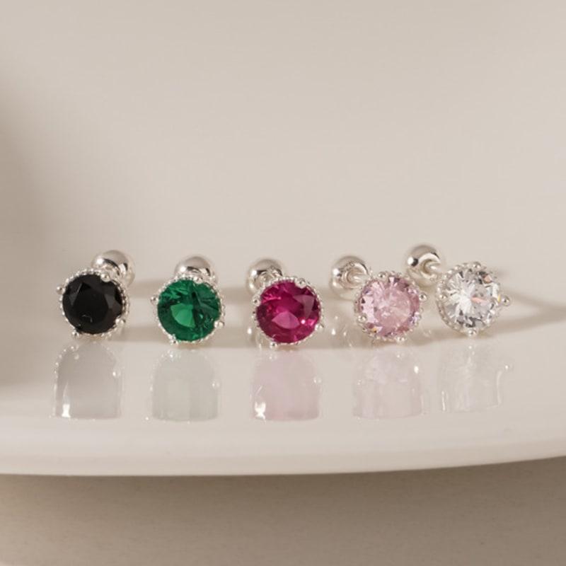 JEWNEL (1+1)Silver925 Aubrey Color Cubic Piercing (3mm /5 colors)