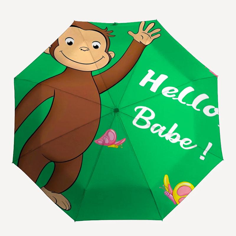 1pc Curious George (7) Umbrella, Sun Protection, And UV Shielding. It Has Eight Sturdy Ribs for Outdoor Use And Perfect Gift