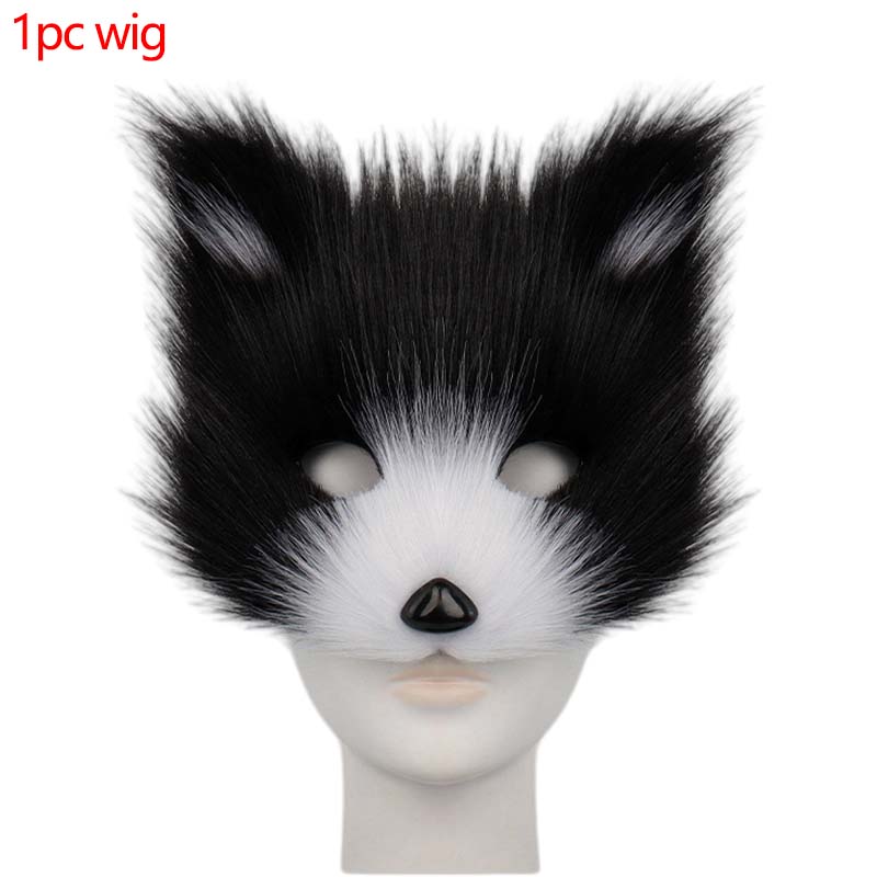 Halloween Half Face Plush Mask Artificial Fox Mask Supplies Horror Cosplay Props Carnival Cos Unisex Colorful Fox Mask For Gifts
