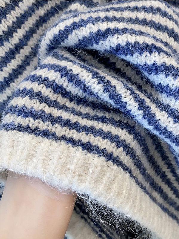 Dámský pruhovaný pletený kardiganový svetr, volný pulovr na jaro, podzim a zimu 2025.