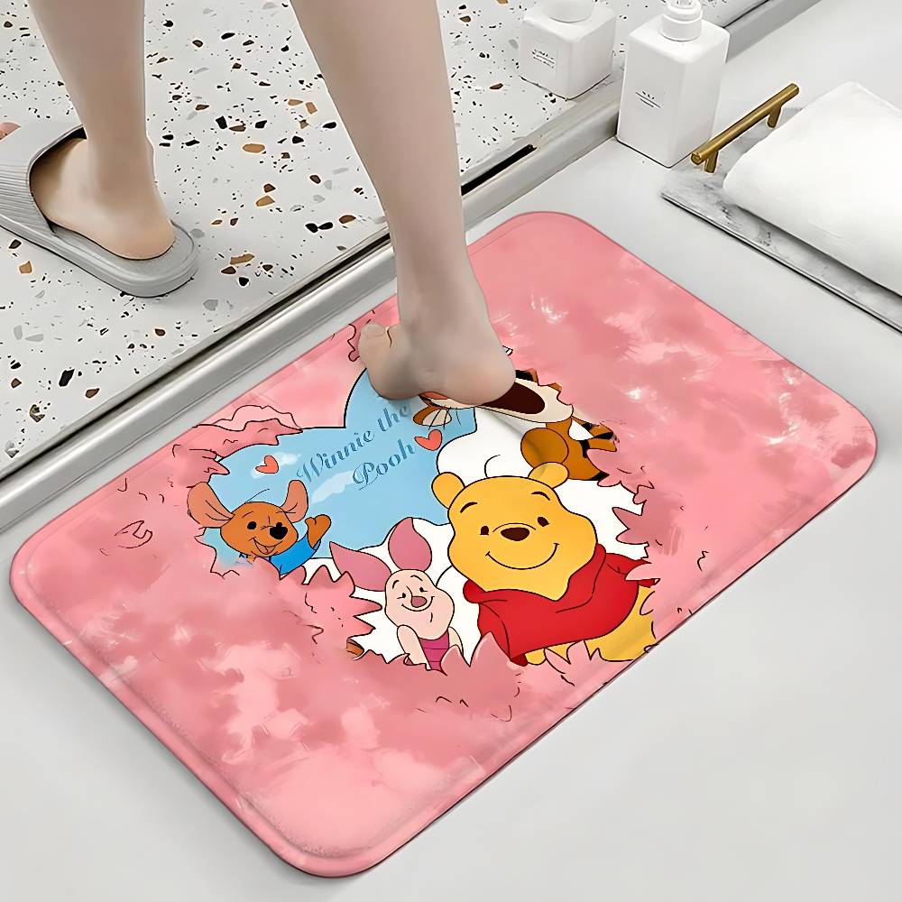Cute W-Winnies-the-Poohs Floor Mats Home Laundry Rug Carpet For Living Room Decor Lounge Area Anti-slip Foot Mat Entrance