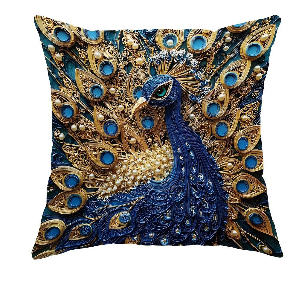 Luxusní dekorativní povlak na polštář s pavím motivem, ultra měkký polyesterový materiál, povlak na polštář na opěrku pohovky v obývacím pokoji, povlak na polštář do auta, domácí dekorace