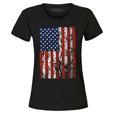 Distressed United States of America Flag Women's T-Shirt USA Flag Shirt