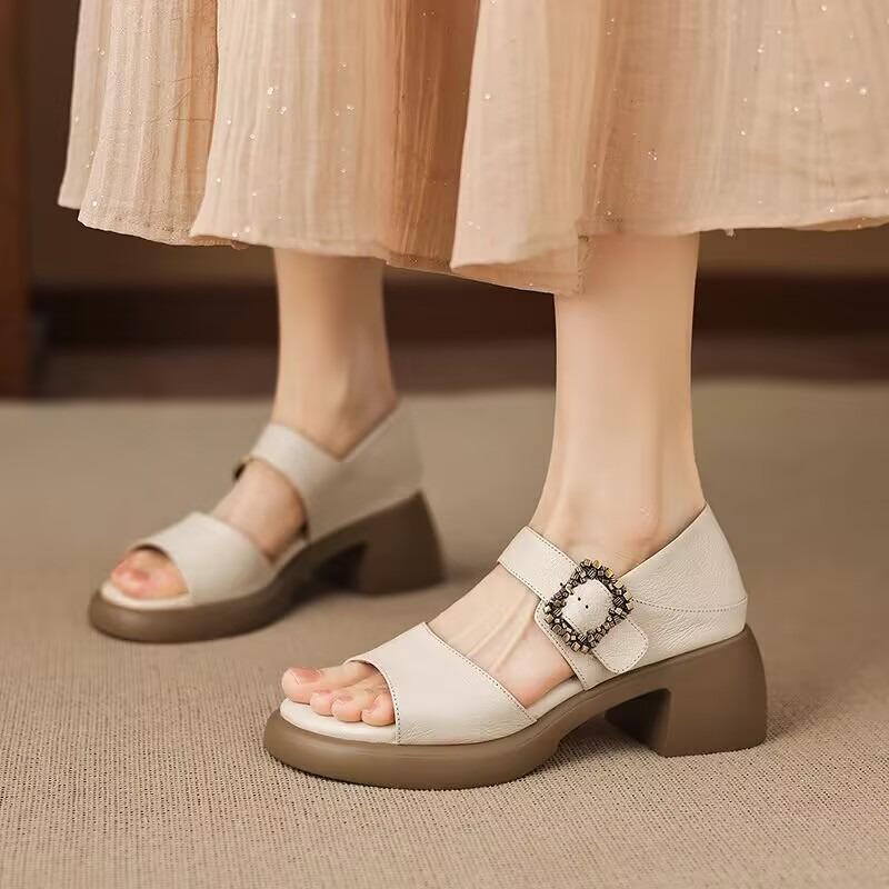 Сандалии в римском стиле Женские 2026 Новые Летние Для улицы Повседневные Увеличенная Платформа Каблук Обувь 35