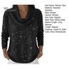 Stretchy Casual Shirt Women Tops Swing Collar Long Sleeve Shiny Rhinestones Pullover Loose Fit Solid Color Flash Design Blouse Daily Wear Soft