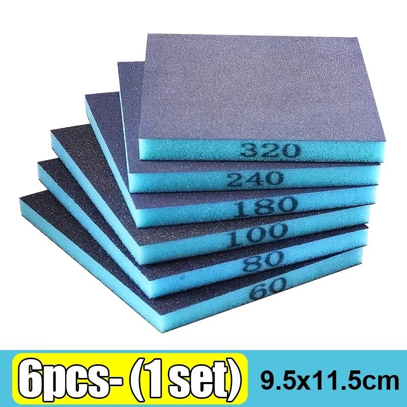 Wet and Dry Reusable Sanding Sponge Coarse Double Sided Sandpaper Blocks for Woodworking Metal Polishing Fine Grit Sanding Pads