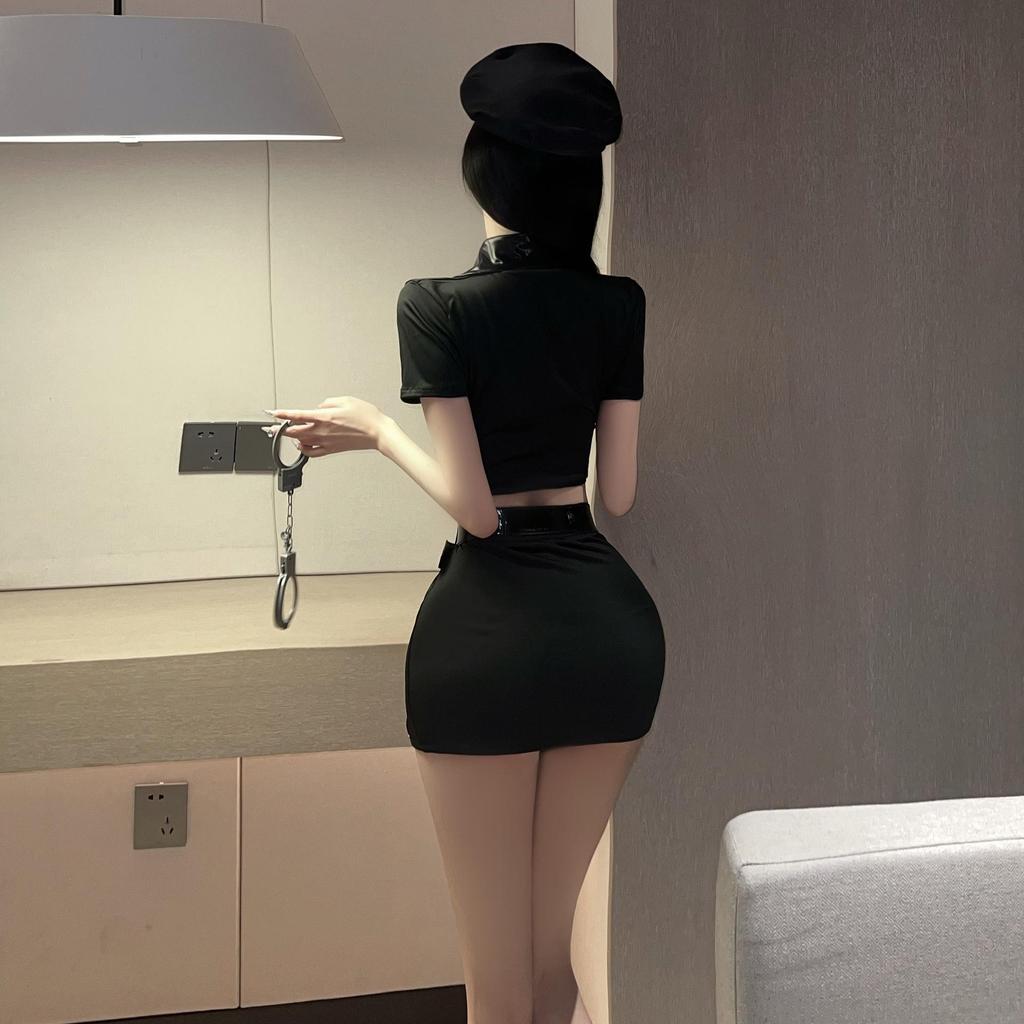 European & American Style Sexy Police Uniform Mini Skirt Set 1251 - One Size