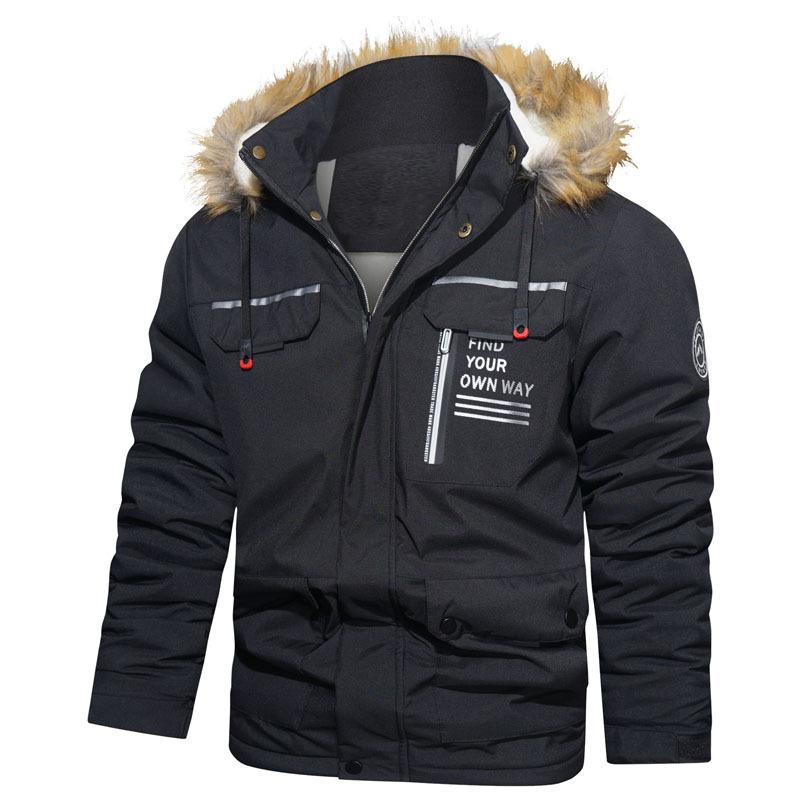 

Зимняя мужская флисовая куртка с капюшоном, повседневная утолщенная теплая куртка с меховым воротником XXXXL красный