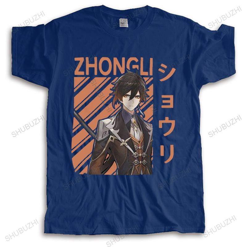 Zhongli Genshin Impact T Shirt for Unisex Soft Cotton Tees Tops Anime Game Tshirts Short Sleeved Urban Harajuku Tshirt Gift