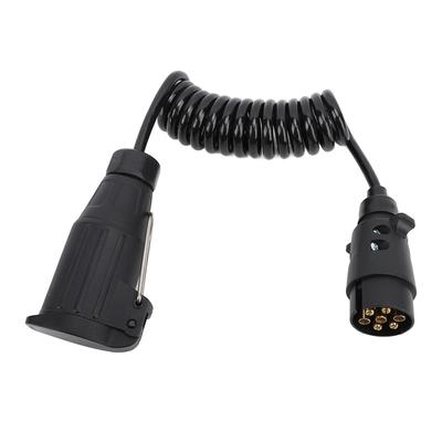 12V  7 Pin To 13 Pin Trailer Adapter 2m Length Coiled Trailer Socket Wiring Connector for RV Caravan Boat Black