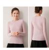 Autumn/Winter Women's Striped 100% Cashmere Round Neck Slim Knit Sweater