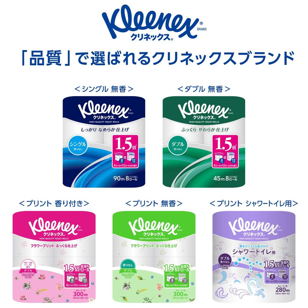 by Kleenex print rolls for 12 toilet double floral herb scent x 8 packs [Sold case] long-lasting (8 rolls) 37.5m