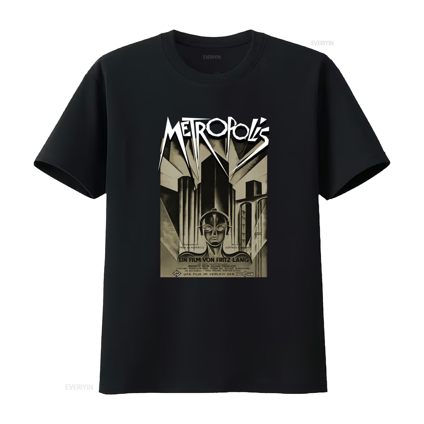 

Metropolis Film Poster T Shirt Retro Sci Fi Design Official Merchandise vintage Washed Comfortable Slightly Breathable 4XL