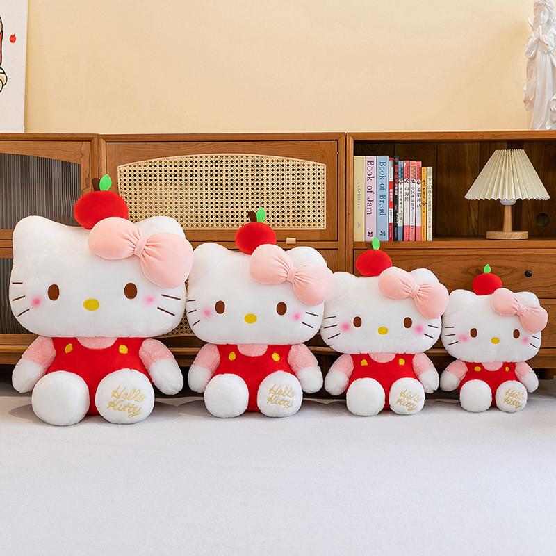 Apple Kt Cat Plush Toy With Short Pile Fur Soft Doll For Girls Sleep Pillow And Gift