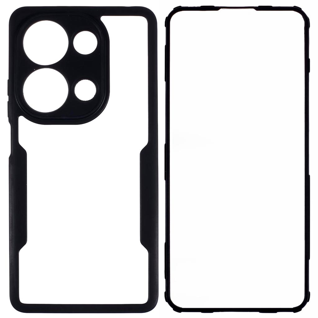 For Xiaomi Redmi Note 13 Pro 4G/Poco M6 Pro 4G Case Shockproof Phone Shell with Built-in Screen Protector,Black