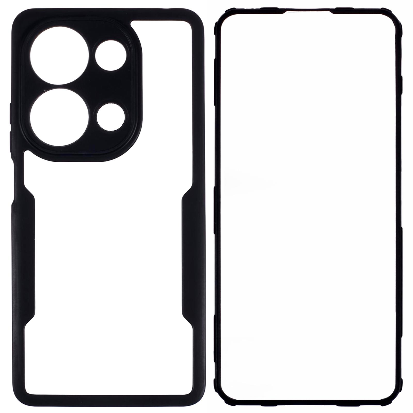 

For Xiaomi Redmi Note 13 Pro 4G/Poco M6 Pro 4G Case Shockproof Phone Shell with Built-in Screen Protector,Black A