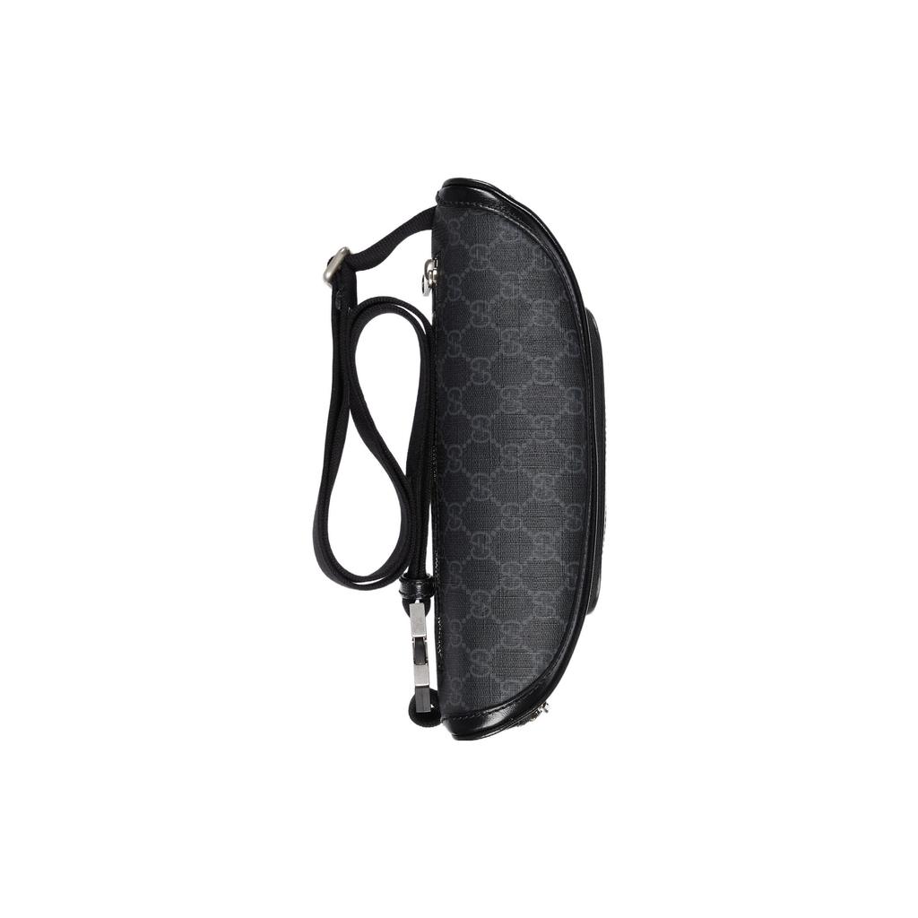 Gucci Double G Logo Zipper Canvas And Leather Trim Waist Bag Large Men Waist Bag Black 733240-92THN-1000