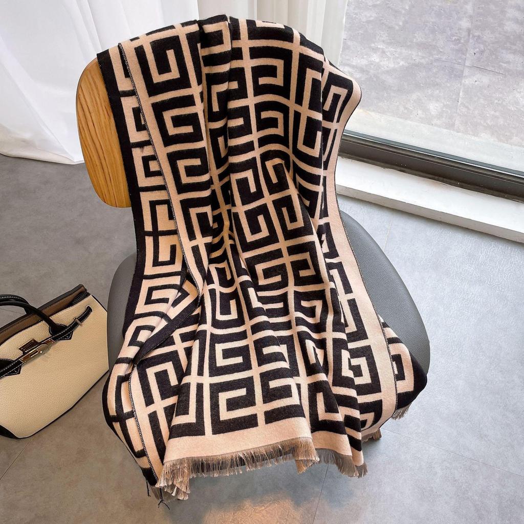 Women's Cashmere Blend Double-Sided Scarf - Autumn/Winter Warm Shawl, Versatile High-End Fashion