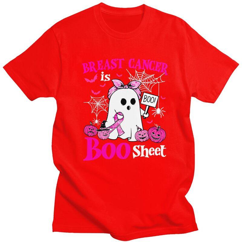 

Mens Breast Cancer Is Boo Sheet Halloween Breast Cancer Awareness T Shirt Pure Cotton Short Sleeve Tee Shirt Streetwear Clothes S