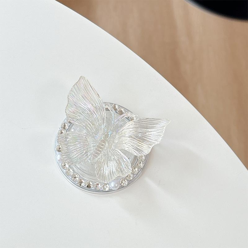 Three-Dimensional Colorful Butterfly Mobile Phone Airbag Bracket Magnetic Paste Flash Powder Wind Ring Desktop Watching Drama