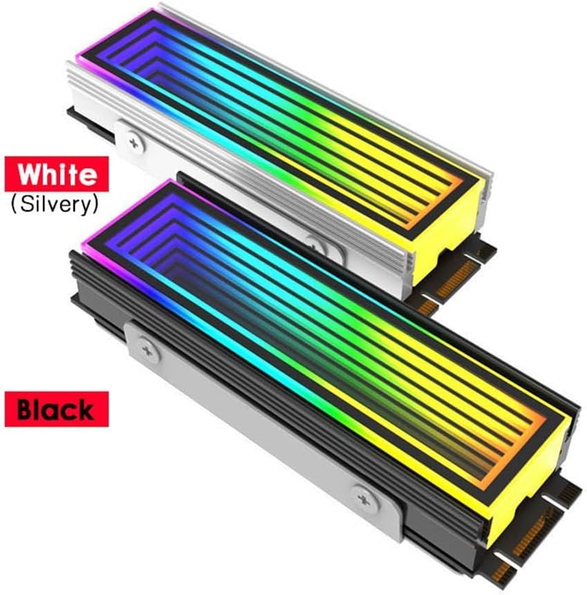 PARTSYN ARGB NVMe M.2 SSD 2280 Memory Heatsink Radiator with Infinity Lens, Addressable RGB 16.8 Million Colors, 5V 3-pin (Silver)