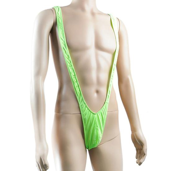 Mankini Solid Color/Leopard Print Stretchy Sexy Men Solid Color Sling Swimsuit for Summer