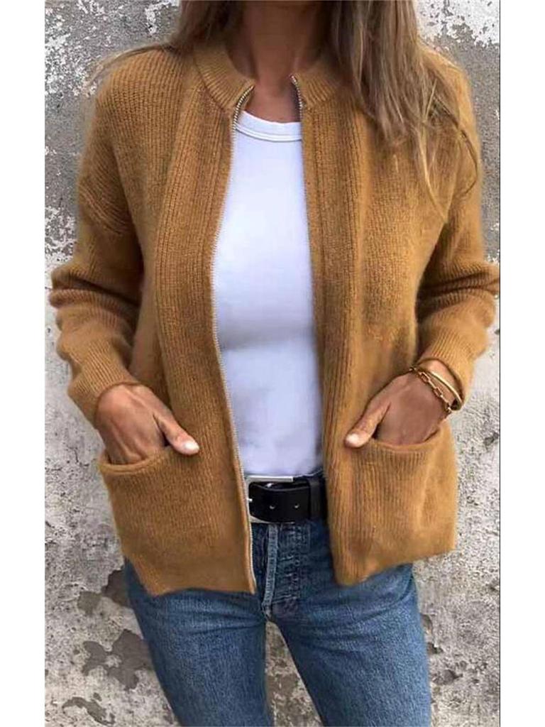 2024 Women's Autumn/Winter Bestseller Casual Stand-Up Collar Zipper Jacket with Pockets