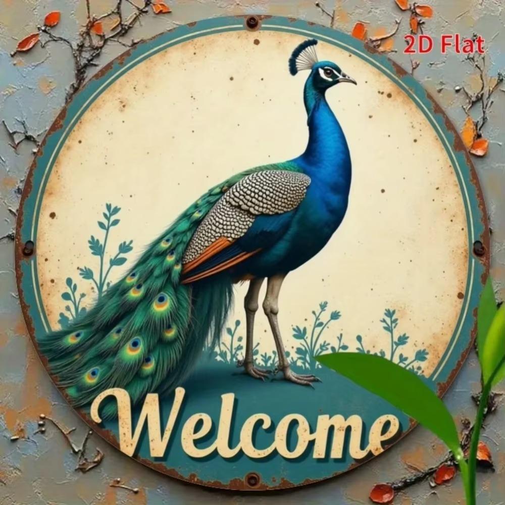 Peacock Metal Art Sign 2D Flat Wall Decor Garden Terrace Shop