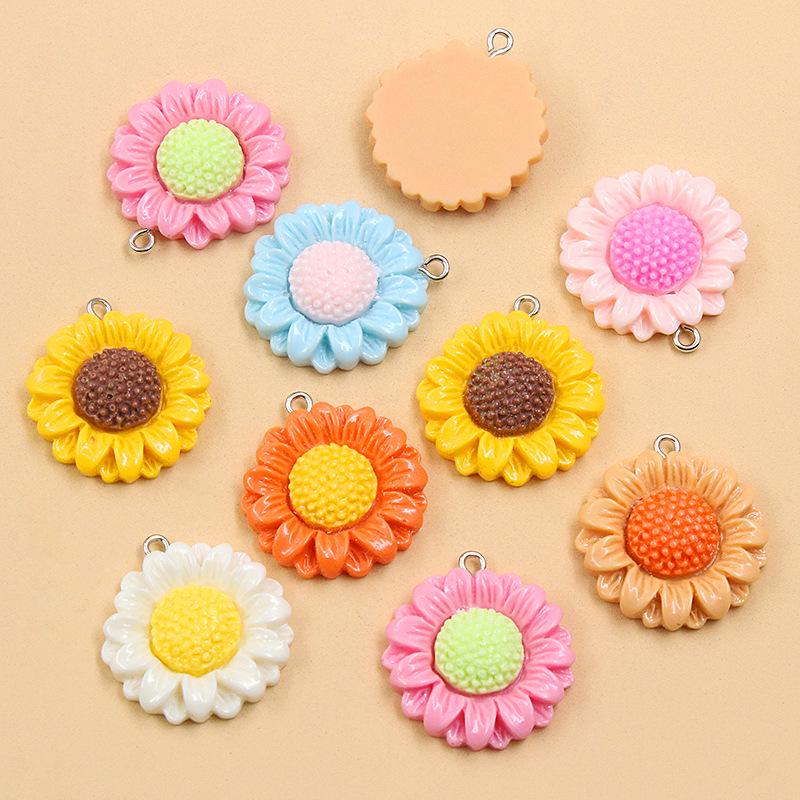 26x28mm Resin Daisy Sunflower Charms In 7 Colors - DIY Bag & Phone Accessories