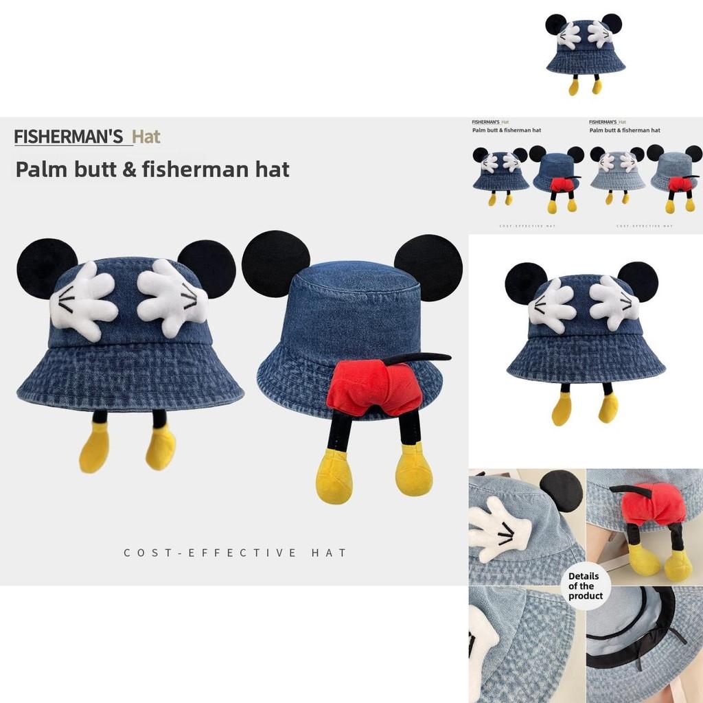 Mickey Mouse Denim Bucket Hat With Breathable Uv Protection For Summer Fashion Accessories