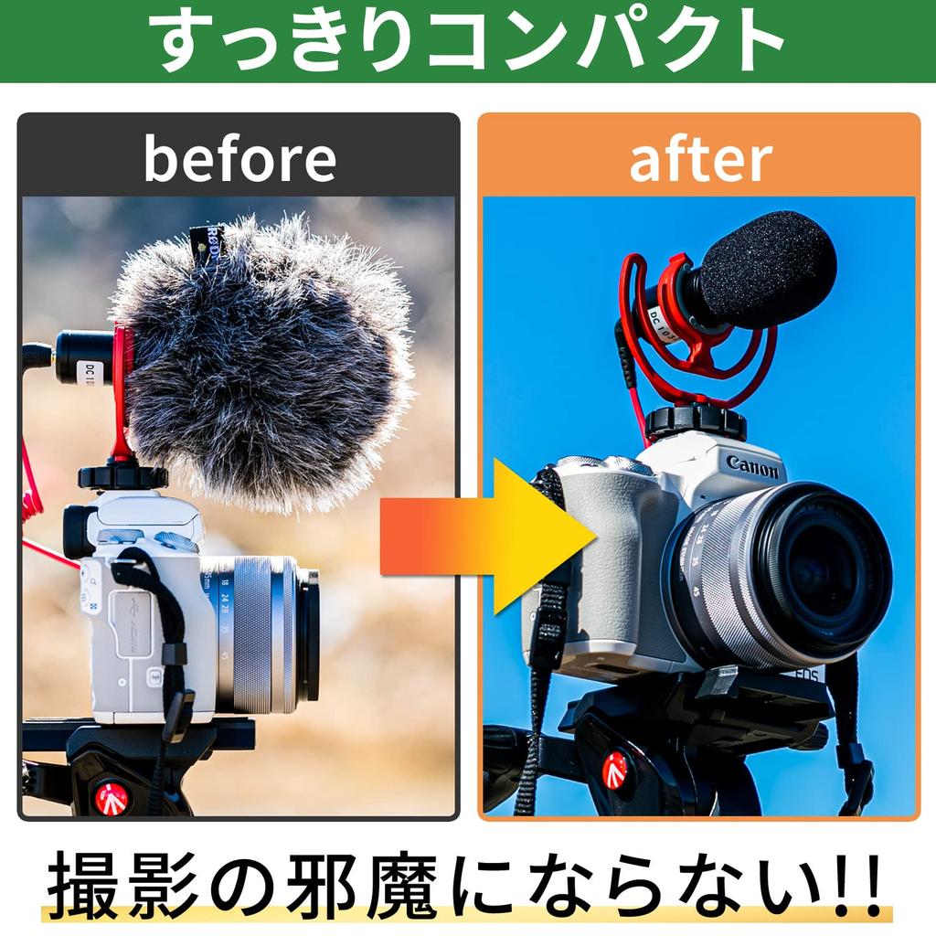 [GONKISS] Microphone Sponge, Microphone Windshield, Video Shooting, On-Camera Microphone, Etc., Set of 4, Black