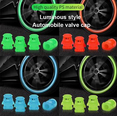 4ks Svítící krytky ventilků pneumatik auta Fluorescenční v noci svítící Motocykl Kolo Kolo Kolo Kolo Náboj kola Krytky dříků ventilků Dekor