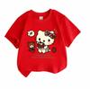 Cute Cartoon Cat Print Kids T Shirt 100% Cotton Short Sleeve Crew Neck Casual Tee for Boys Girls Sweet Chocolate Cake Bear Strawberry Pattern Soft Sum