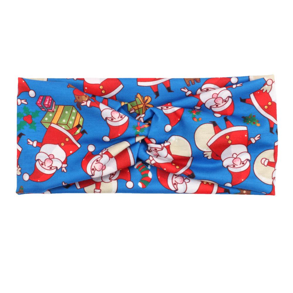 Bandeau de Noël Père Noël & Bonhomme de neige avec clochettes, bois de renne et motif canne de Noël - Design élastique noué